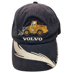 Volvo Yellow Bulldozer Ball Cap Blue Asheville North Carolina on Back Adjustable